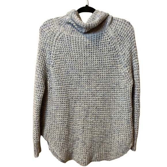 Free People blue chunky knit Dylan tweedy cowl turtleneck Sweater Size XS - Picture 6 of 8